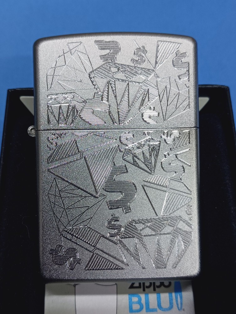 Zippo Diamonds And Dollars Satin Chrome 24882