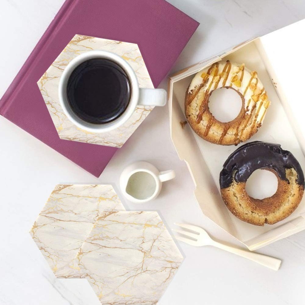 Marble Coasters for Drinks Absorbent with Cork Base, 8pcs Drink Coasters for ...