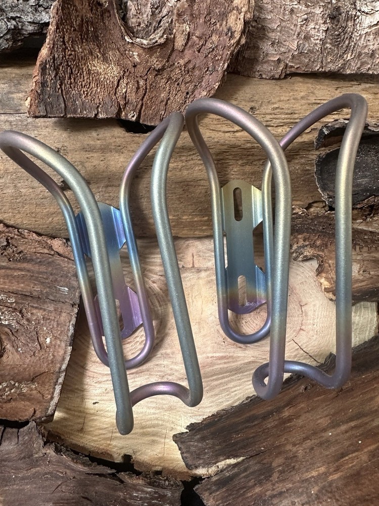 Titanium: Water Bottle Cage Set~Custom Anodized By Ti. Casso~New  !!