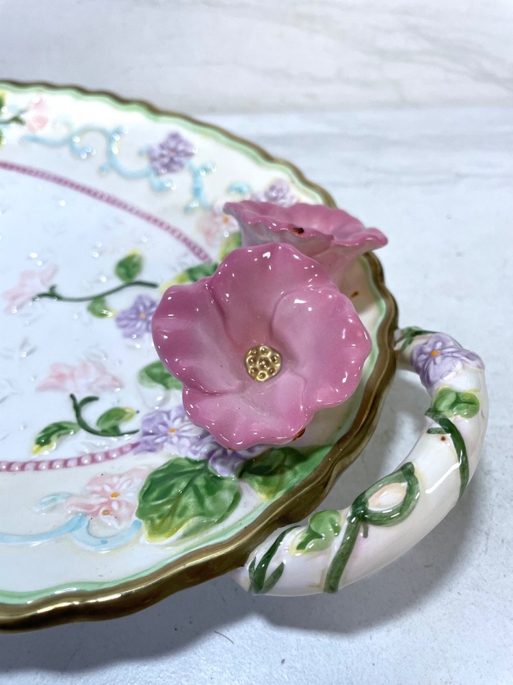 AVON Easter Springtime Embossed Serving Platter Dish Duck Flowers 2001 Vintage