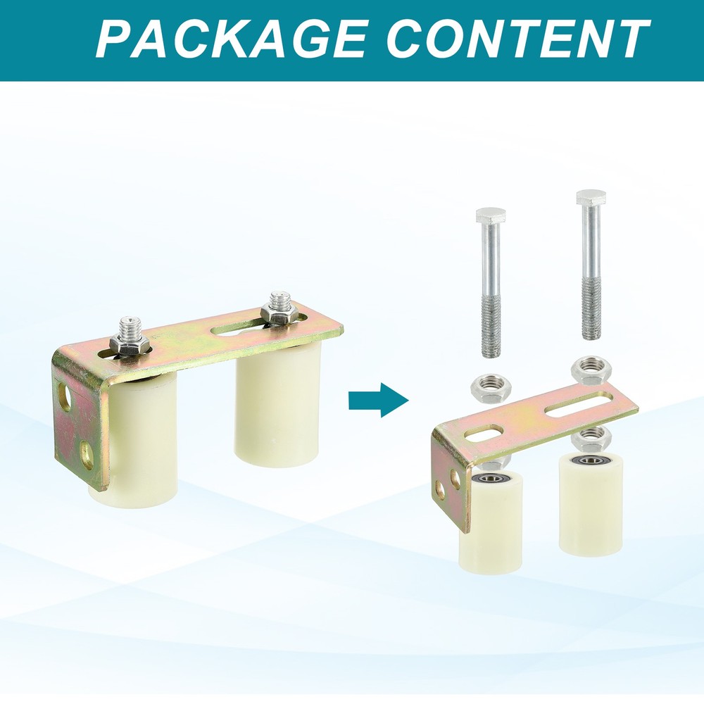 2Set Slide Gate Guide Roller 2.8" Adjustable Nylon Roller with Bracket, White