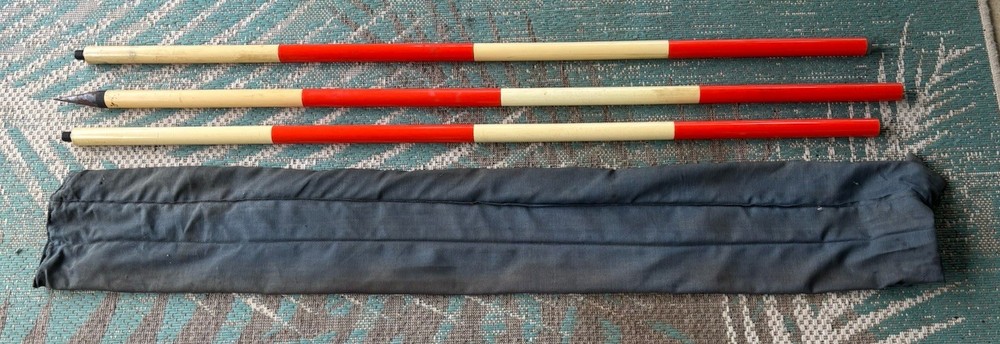 Range Pole Red White Surveying , 3- 4’ Sections 12’ With Canvas Case, Excellent