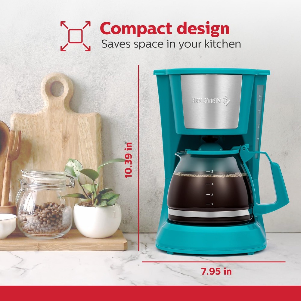5 Cup Drip Coffee Maker – Compact and User-Friendly with Auto Pause & Serve, ...