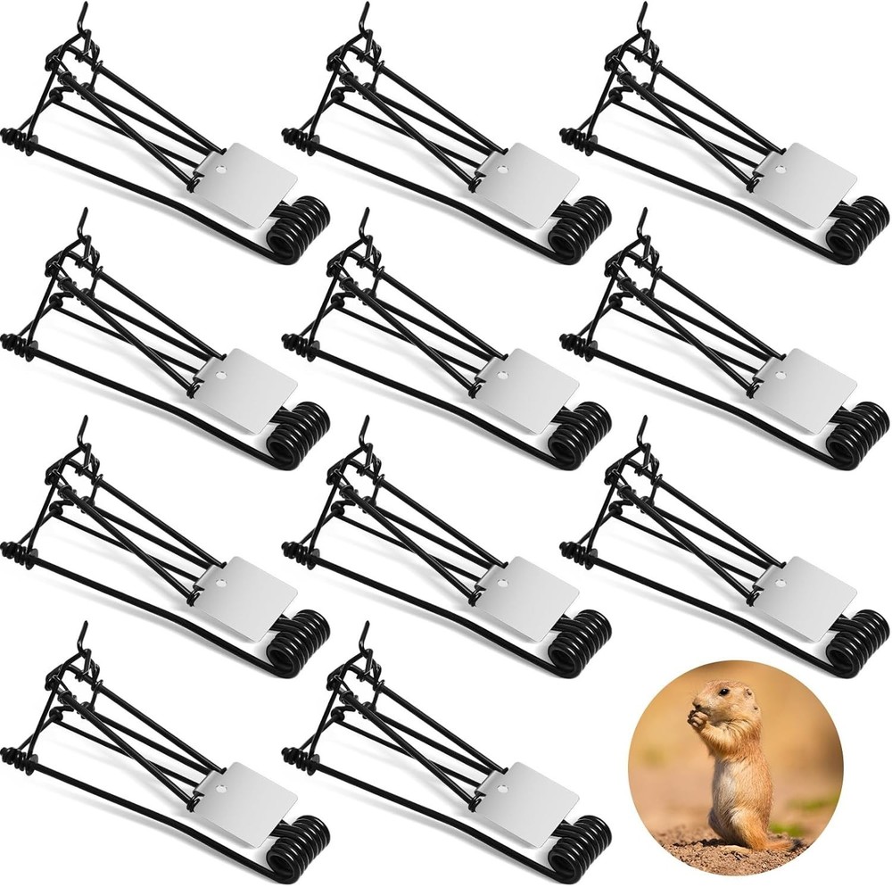 12 Pcs Outdoor Gopher Trap Easy Set Mole Trap Weather Resistant Gopher Killer...