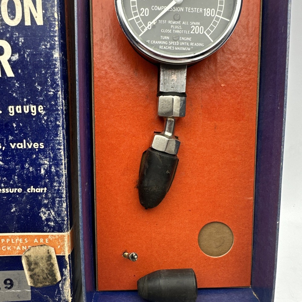 Allstate Engine Compression Tester Gauge, Vtg Automotive Diagnostic Tool