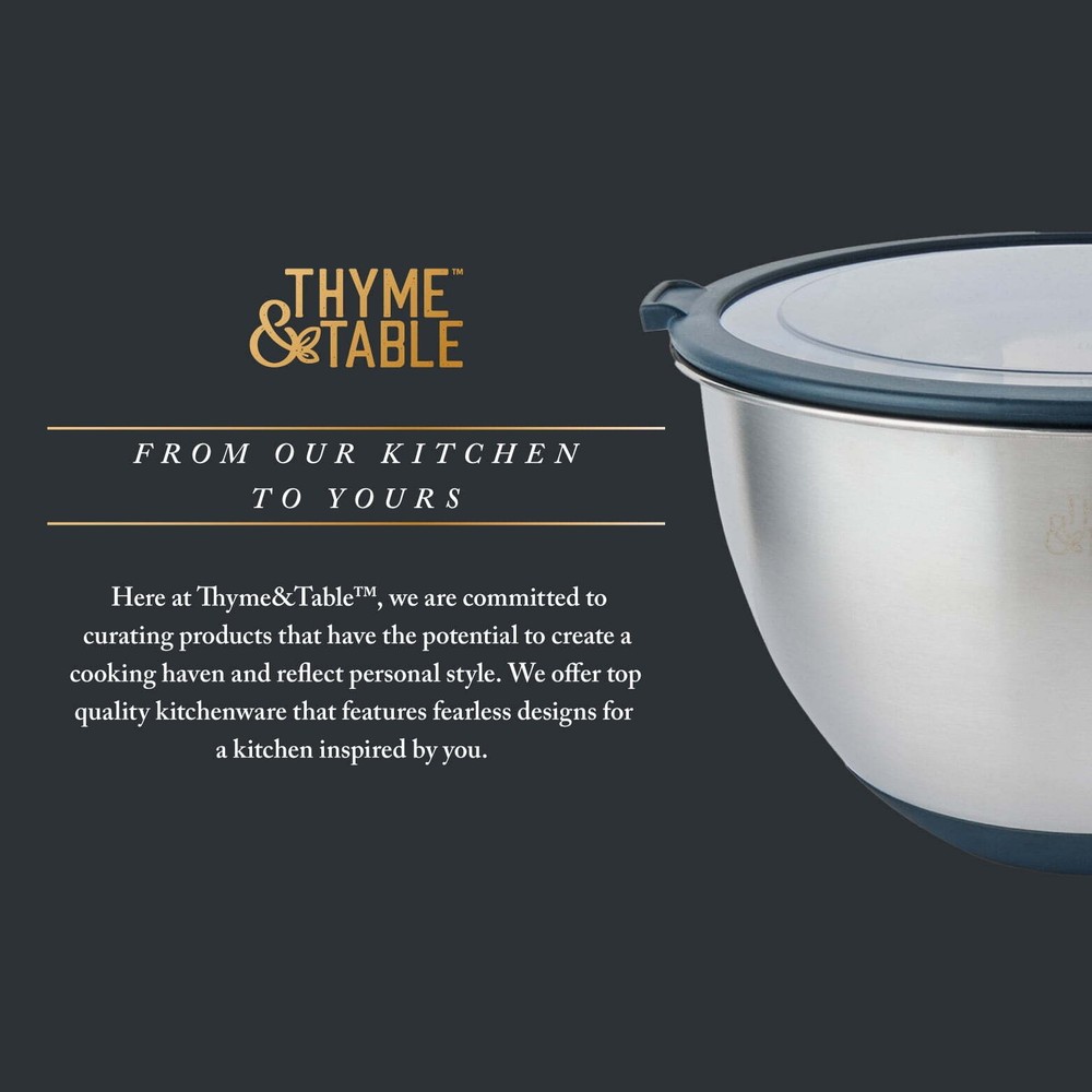 Thyme & Table 6-Piece Nesting Mixing Bowl Set with Easy Grip Transparent Lids