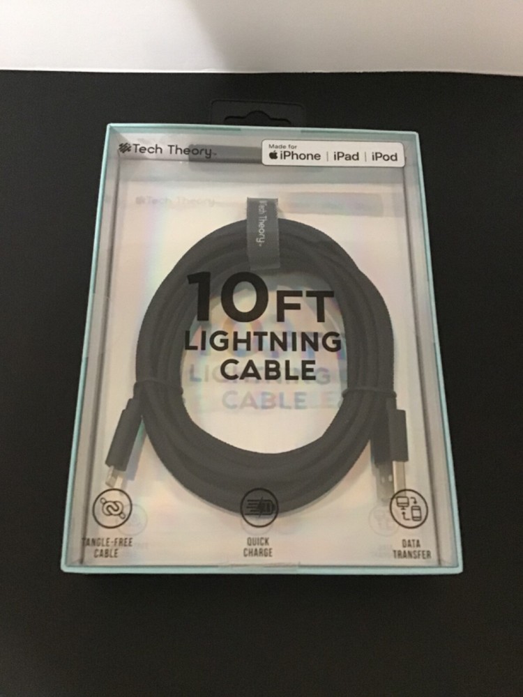 NEW Tech Theory 10ft Cable Compatible with iPhone, iPad, iPod-Charge/Transfer