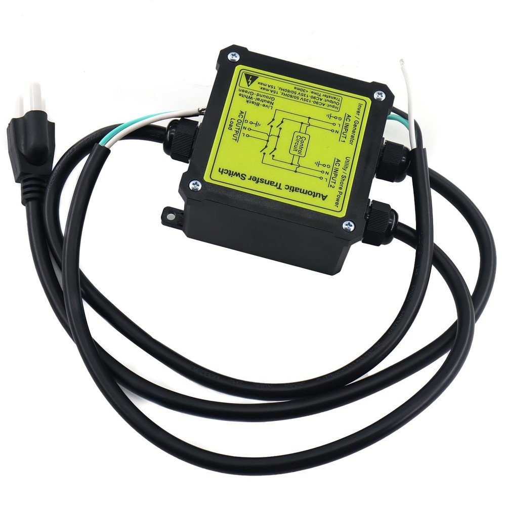 AC120V 15Amp Automatic Transfer Switch Generator Transfer Switch Auto Transfe...