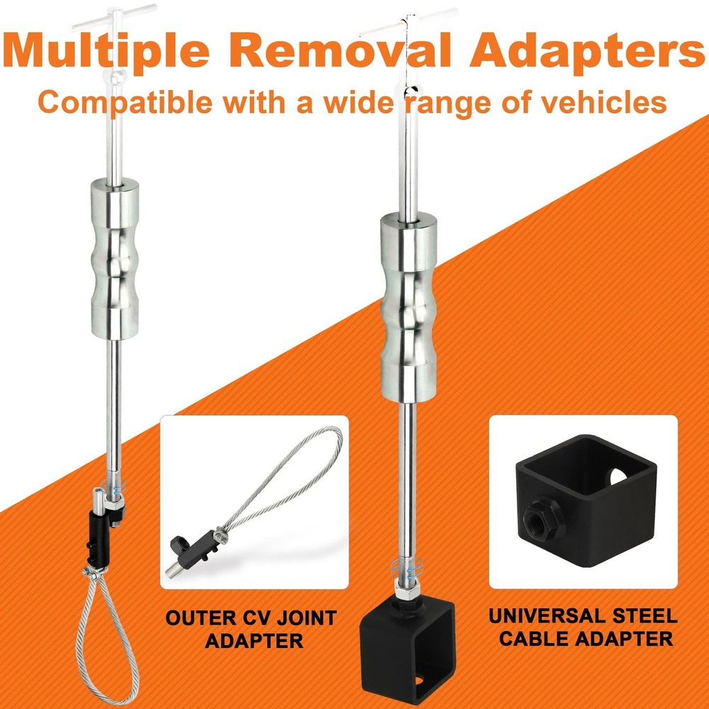 Inner CV Axle Puller Tool with Slide Hammer, 63mm and 48mm CV Joint Fork Adap...