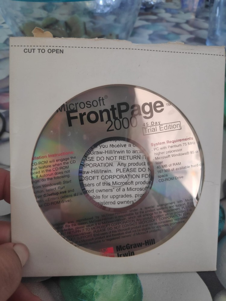 Microsoft front page 2000 45-day trial edition original CD