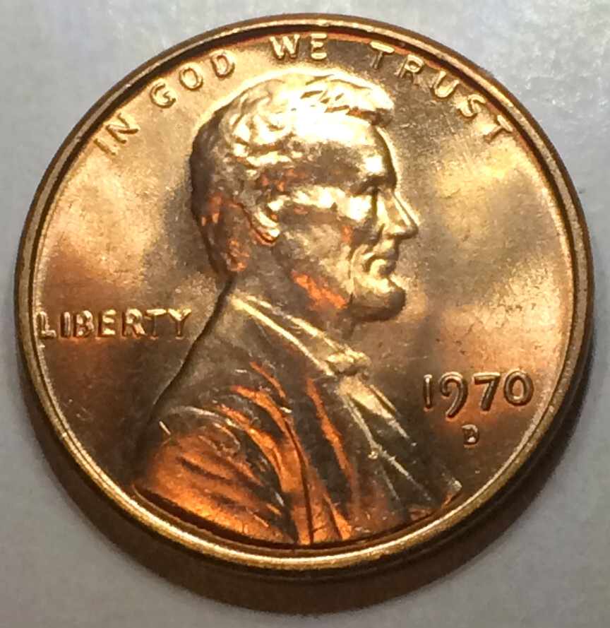 1970 D Lincoln Cent BU Red- Spike Head- Unlisted