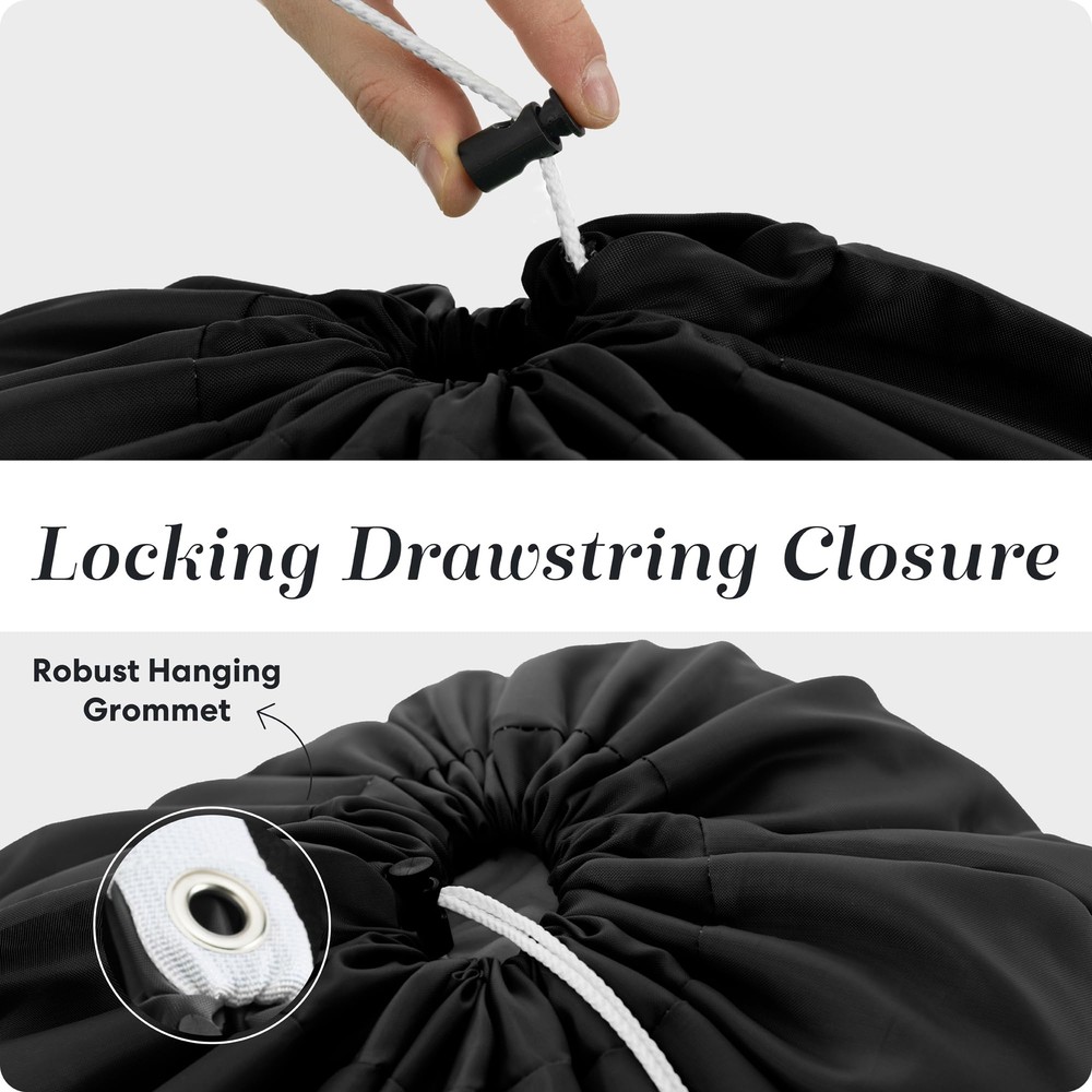 Shoulder Strap Laundry Bag Drawstring Locking Closure Durable Material Large Cap