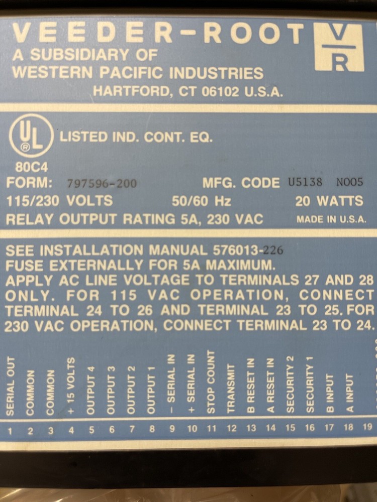 VEEDER ROOT 797596-200 TOTALIZER (Counter)