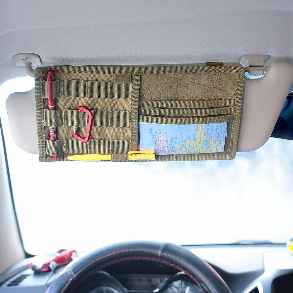 Car Sun Visor Organizer Tactical Molle Visor Panel Accessories Storage Bag Pouch