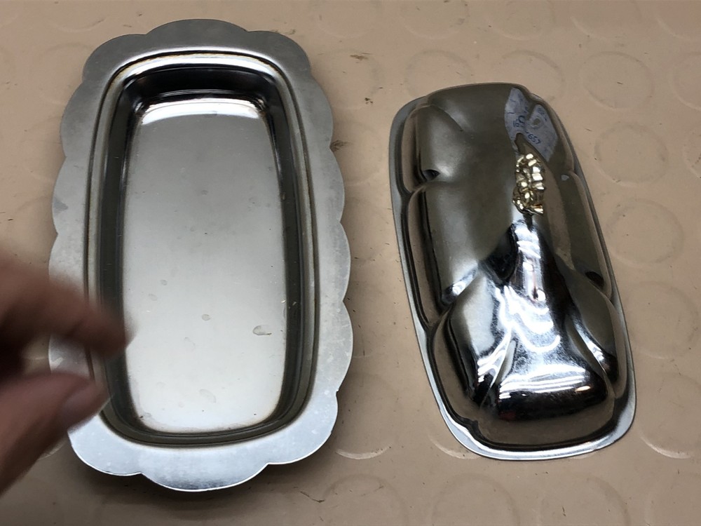 Vintage Stainless Lidded Butter Keeper-Dish