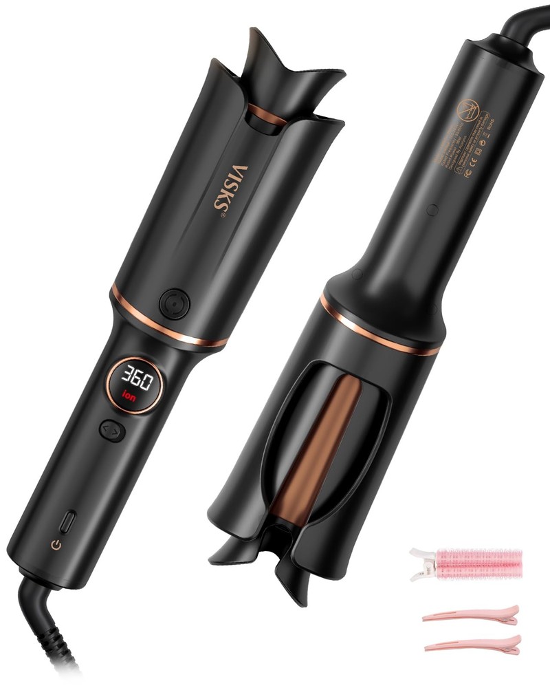 Automatic Rotating Curling Iron – VISKS V668 Pro Ceramic Hair Curler with