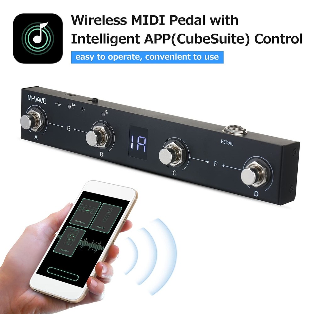 Wireless MIDI Foot Controller Rechargeable Pedal with APP Control