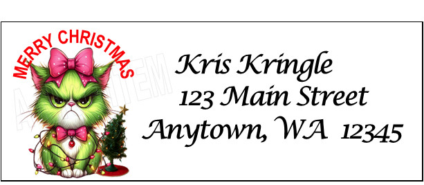 30 angry cat Personalized Christmas Return Address Labels