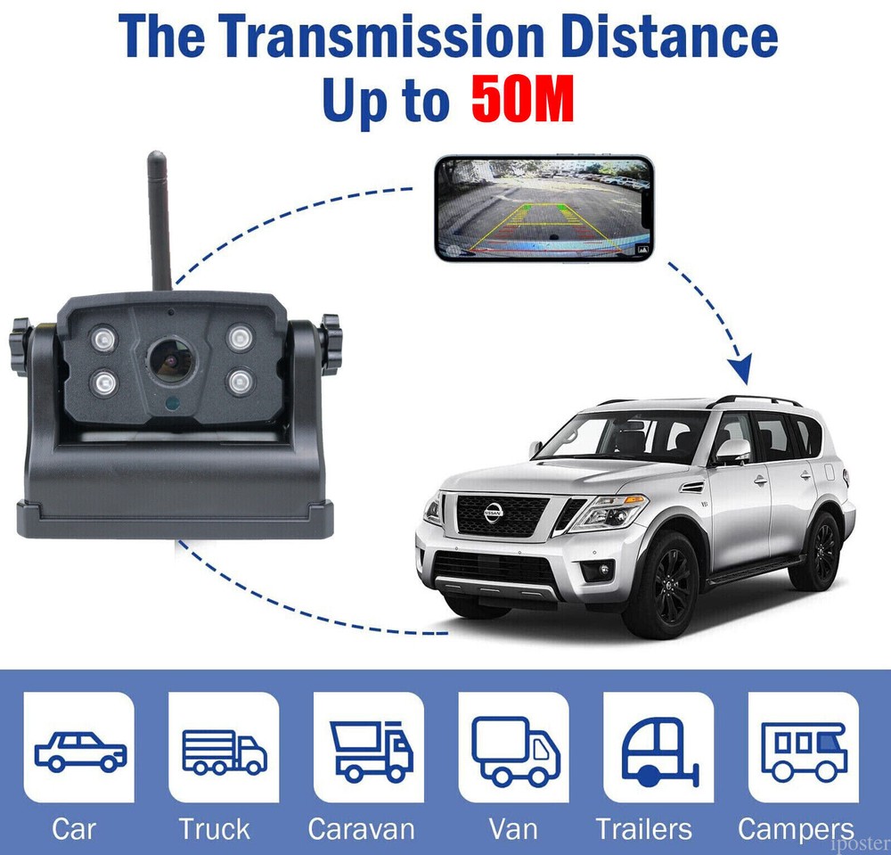 WiFi Backup Camera Magnetic Base Battery Powered Sonix App HD For iPhone/Android