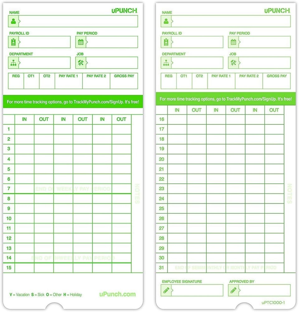 100 Durable Time Cards for HN3000 – Accurate Punching & Easy Payroll Process