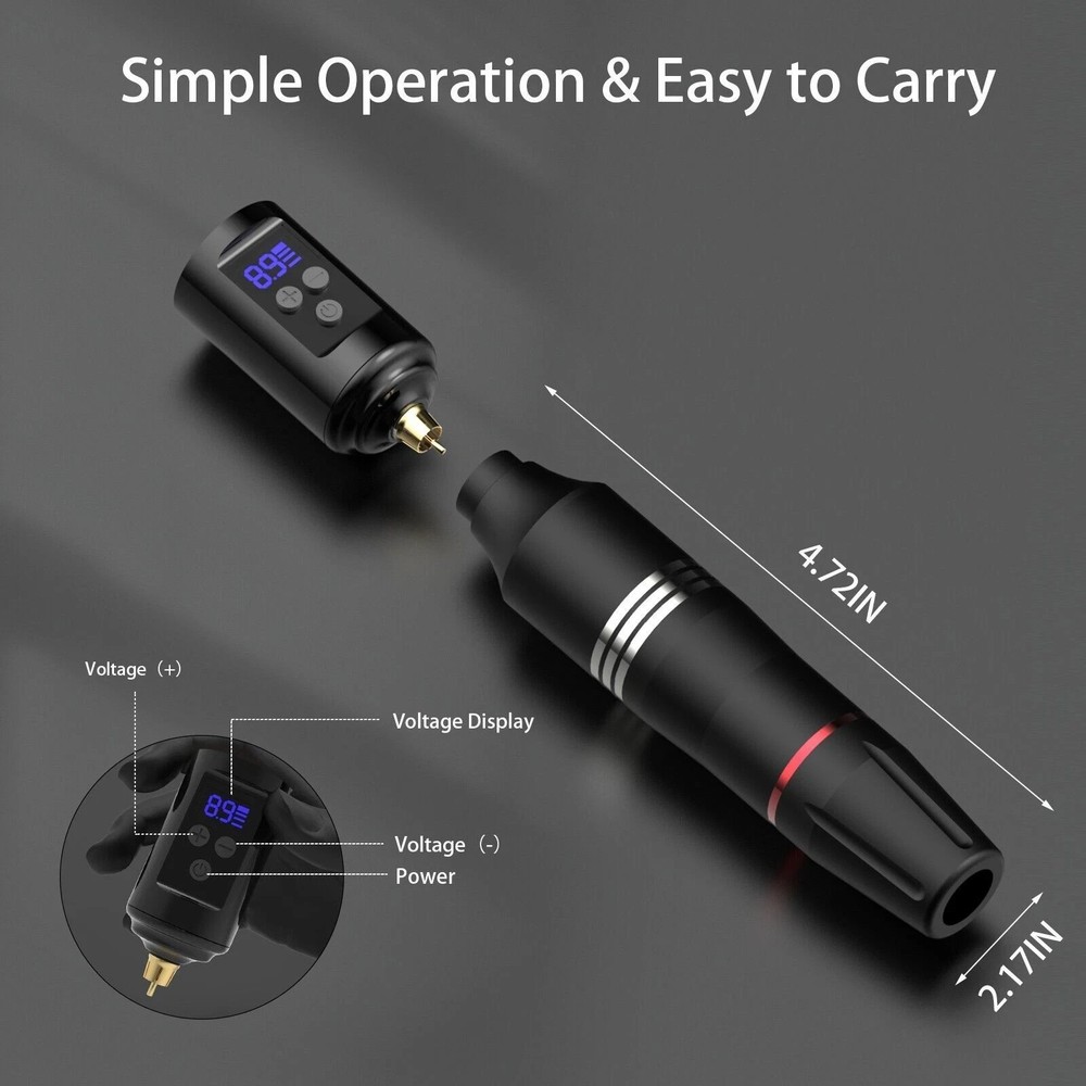 Wireless Tattoo Kit Complete for Beginners Pen Machine with Power Supply Needles