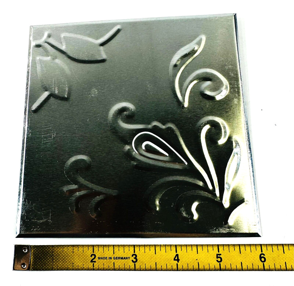 Embossed Silver Kitchen Tiles Set of 2