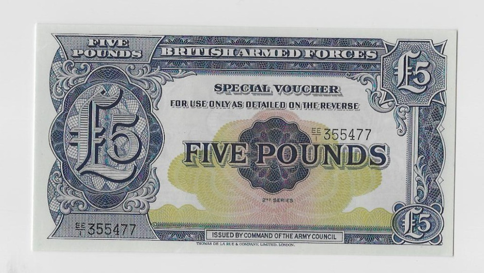 BRITISH ARMED FORCES (BAF) UNCIRCULATED £5 NOTE  SERIES 4 FREEPOST