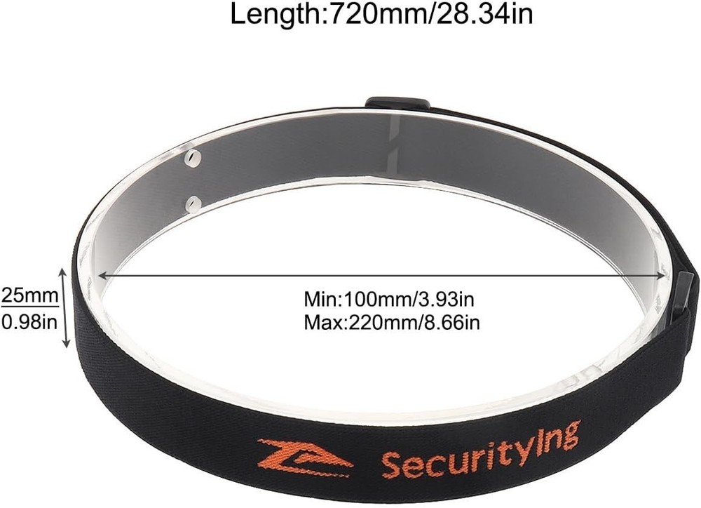 Adjustable Black Headlamp Strap with Bracket - 22mm to 26mm Compatibility