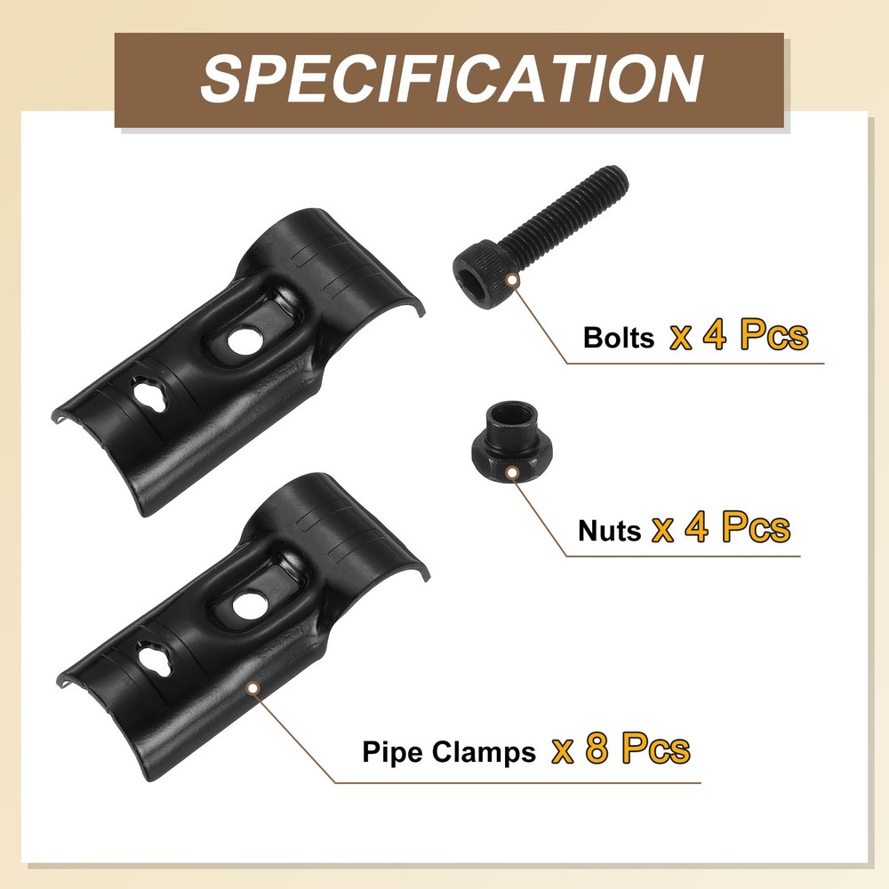 4Pcs End Rail Clamps 1-1/8" T-shape Pipe Clamp Structural Pipe Connectors