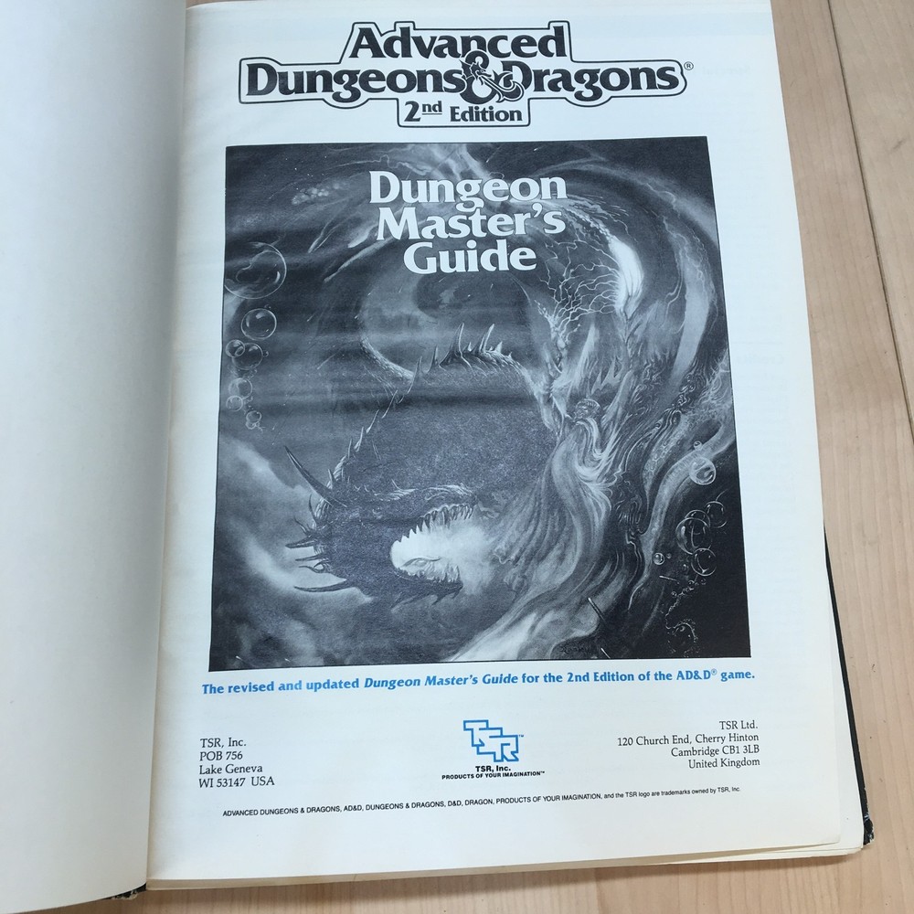 Advanced Dungeons & Dragons 2nd Edition Dungeon Master's Guide 1989 TSR