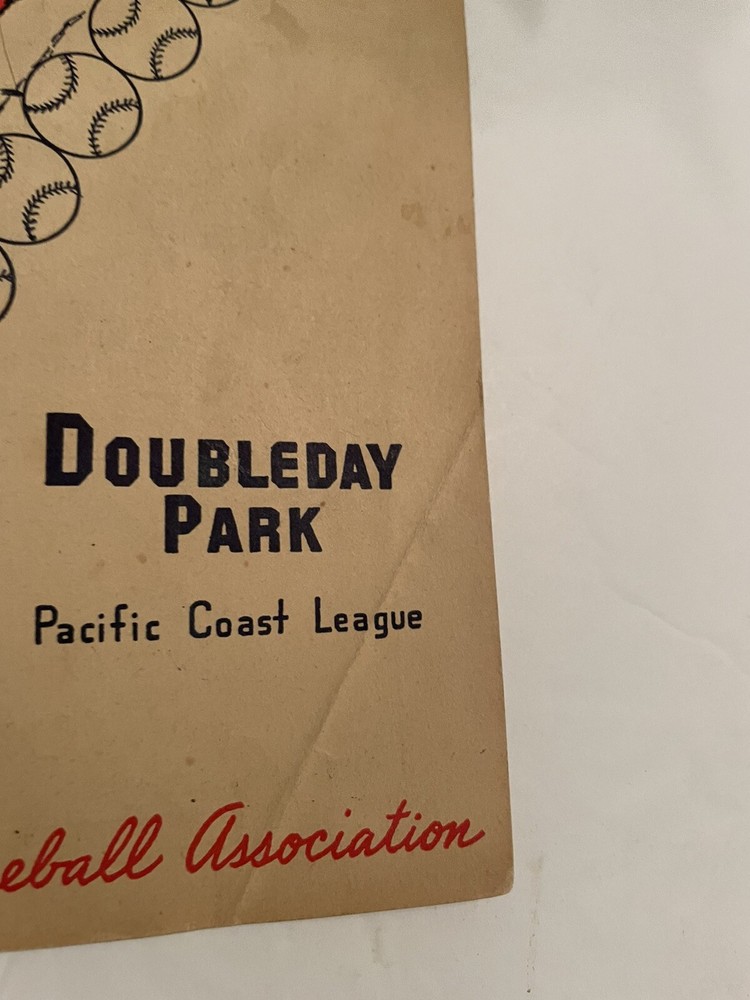 1945 Pacific Coast League Solons Baseball Program Doubleday Park Sacramento Ca