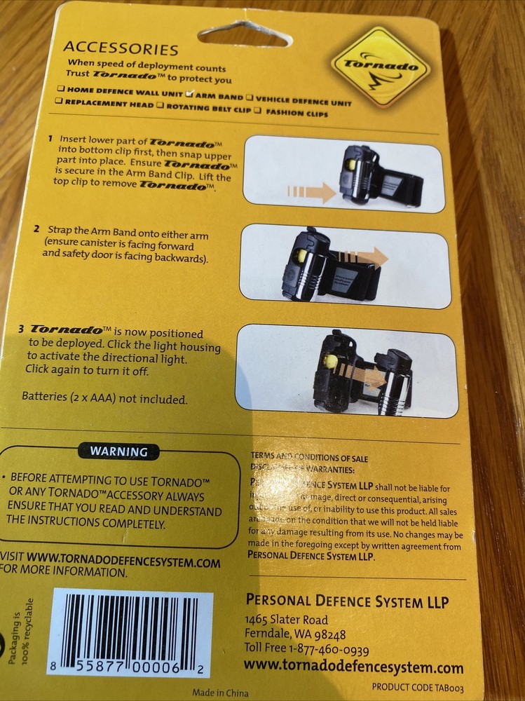 Tornado Personal Defence System Arm Band With Directional Light NEW