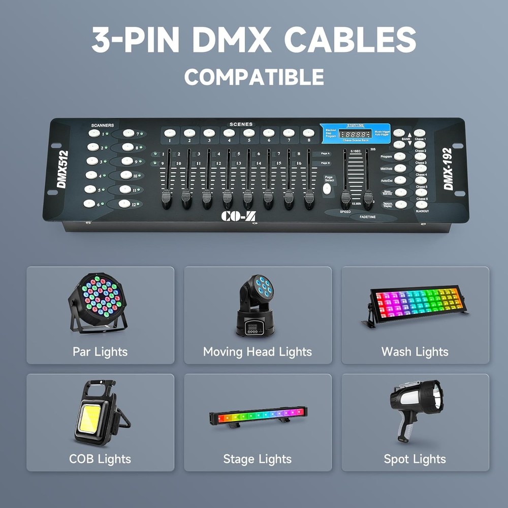 CO-Z 192 DMX 512 Stage DJ Light Controller Lighting Mixer Board Console Black