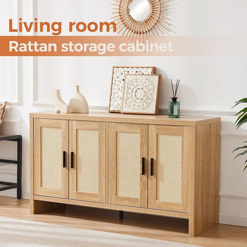 Large Kitchen Storage Cabinet Adjustable Shelves Sturdy Buffet Console Table New