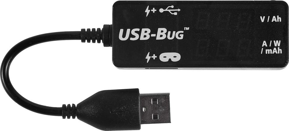 Usb-Bug Dual-Output Inline USB-A Tester with Data Masking Port