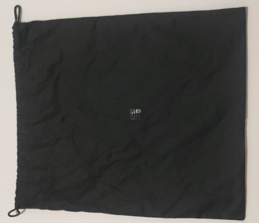 Authentic Givenchy Black Cotton Drawstring Dust Bag lined in white 13” x 15”