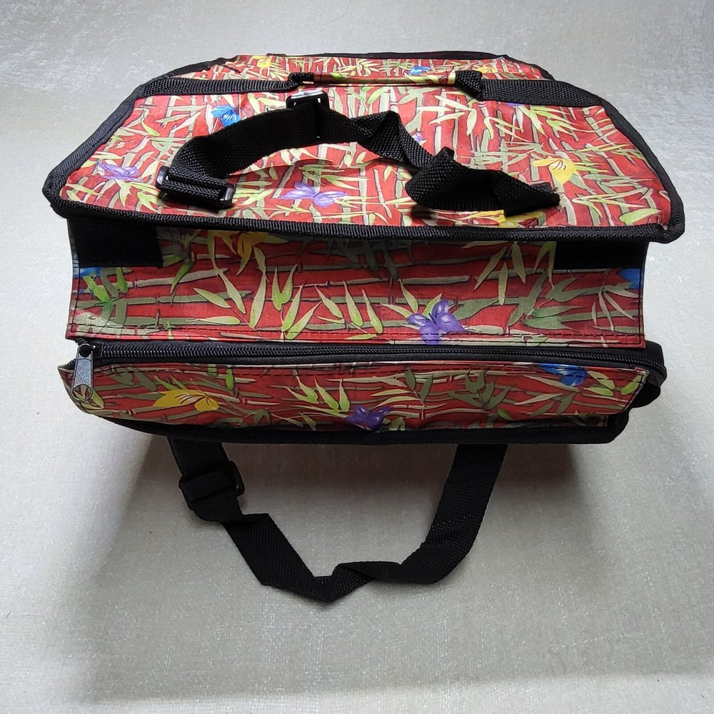 Rolling Travel Bag Collapsible Red Multicolor Bamboo Print