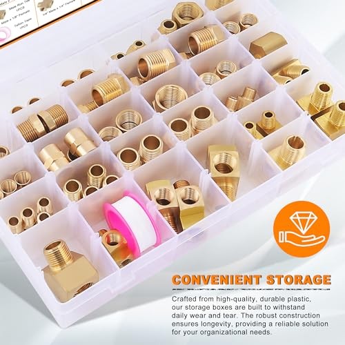 68PCS Brass Pipe Fitting & Adapters Assortment Kit, NPT Adapter, Hex 68pcs