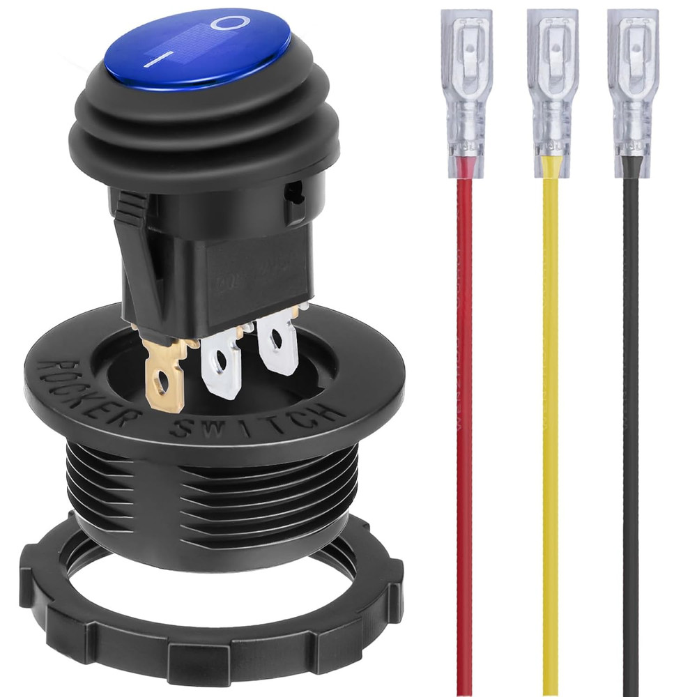 Round Rocker Switch, Toggle Switch 12V, Waterproof Lighted LED On/Off Switch for