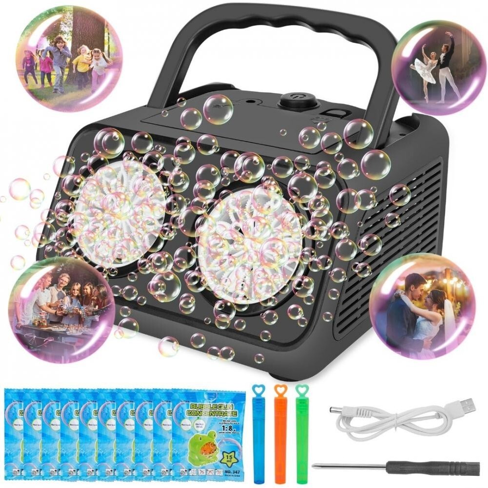 Black Stage Bubble Machine, Automatic Blower for Wedding Party Events