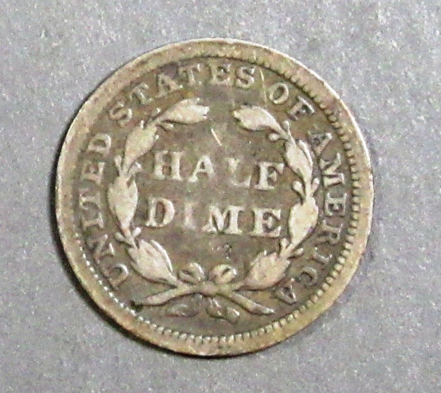 1858 Seated Liberty Half Dime VG.