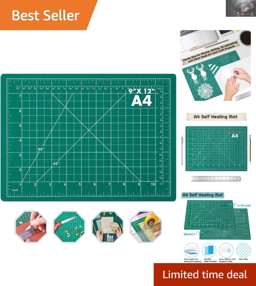 Double-Sided 5-Layer Self-Healing Cutting Mat for Precision Crafting - 9x12 Inch