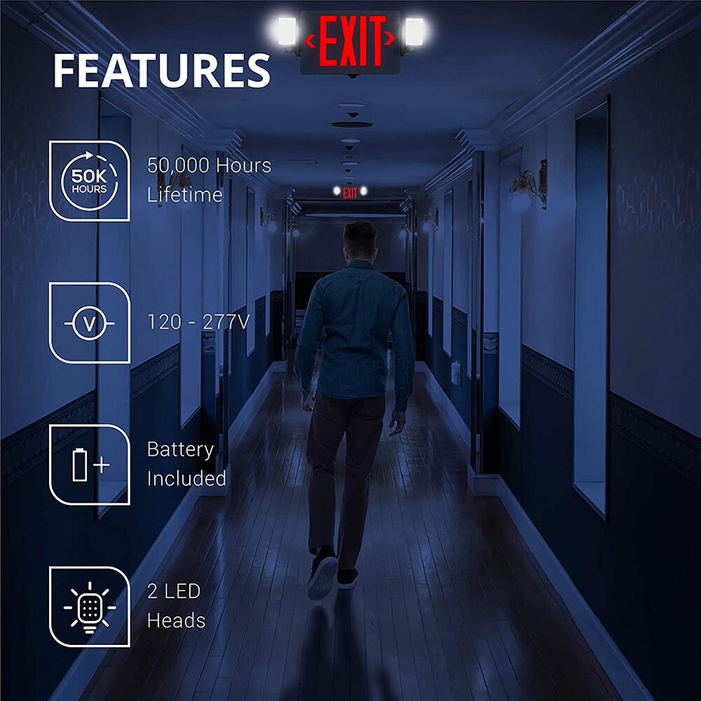 6 Pack Red LED Exit Sign Emergency Light - Dual LED Lamp ABS Fire Resistance UL