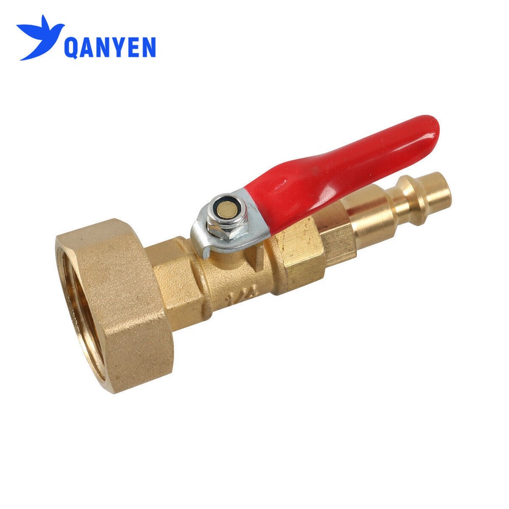 RV Winterize Blowout Adapter Ball Valve 1/4" Outer Thread Brass Quick Connector