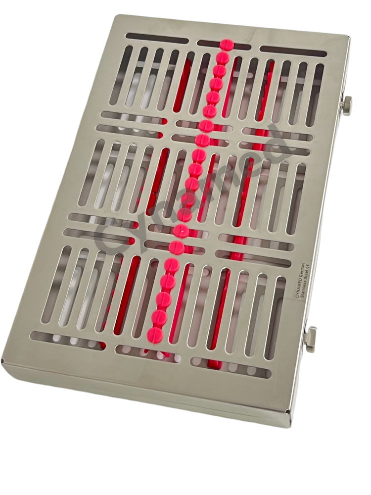 1 EA- Pink , Sterilization Box with Button Locks, for 20 Instruments, Detachable