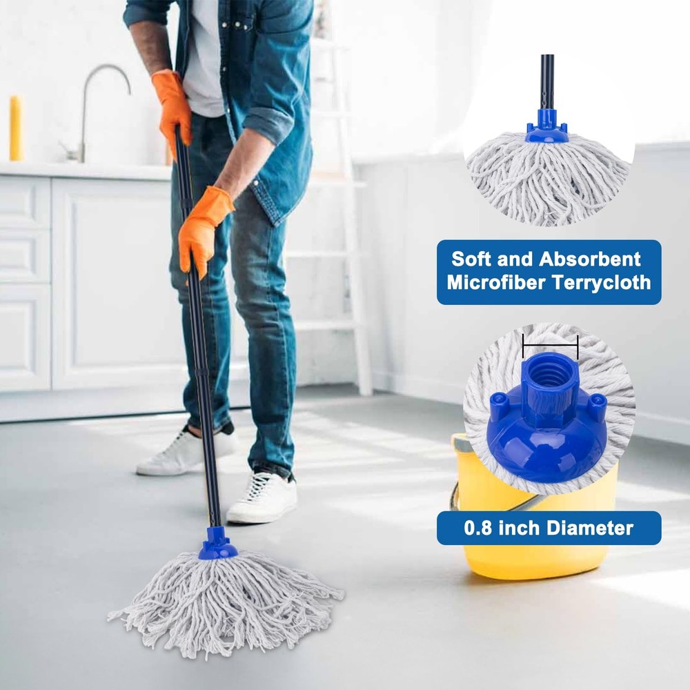 Mop for Floor Cleaning,2 Pcs Cotton String Wet Mops Replacement Head Refill C...