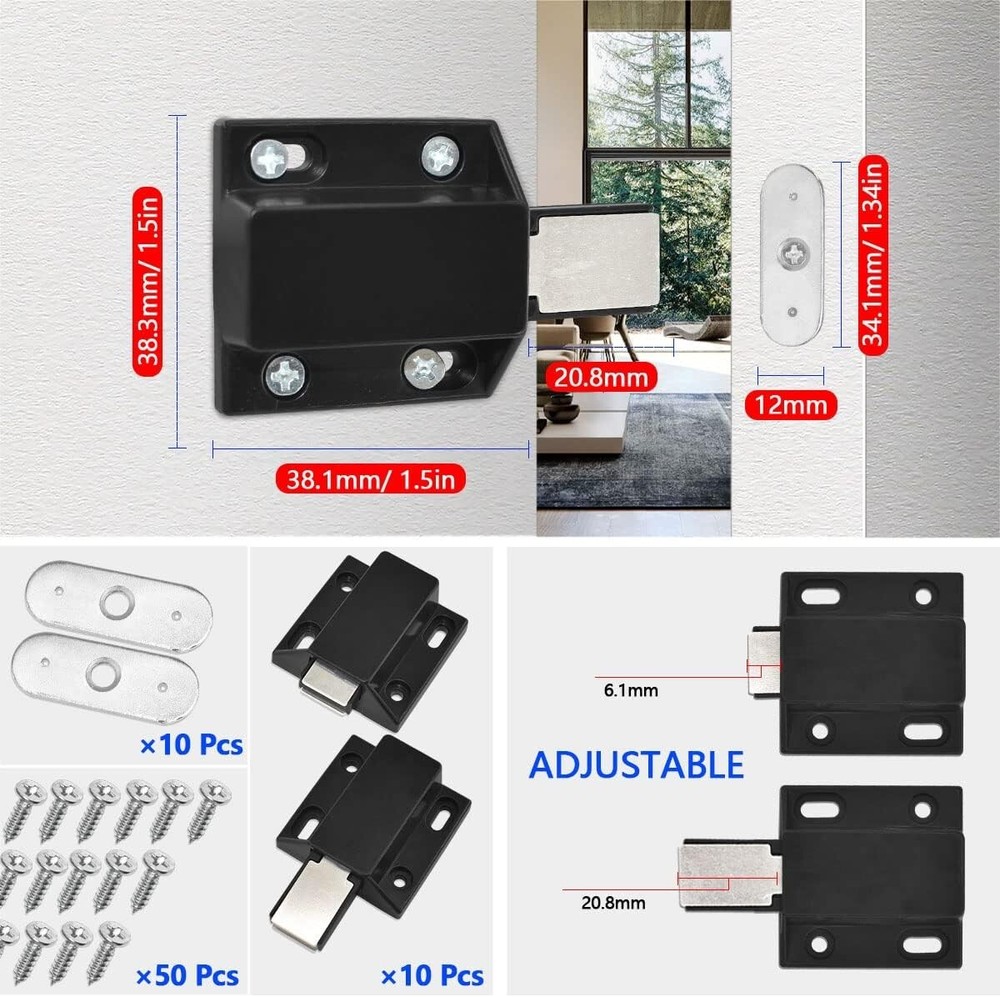 10 Pack Magnetic Push Latch Catch Push to Open Latch Pressure Touch Release C...