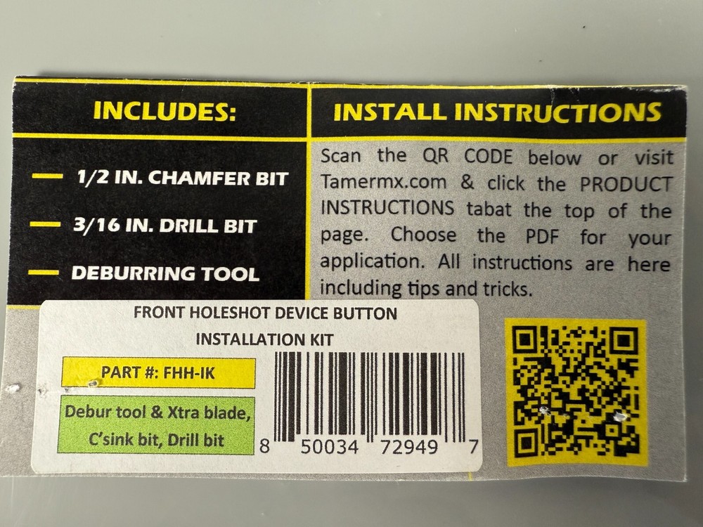 Tamer Front Holeshot Start Device Button Installation Kit Deburr Install Kit