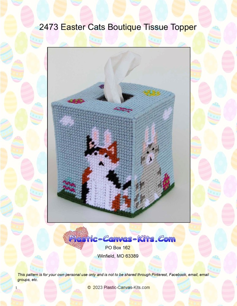 Easter Cats Boutique Tissue Topper-Plastic Canvas Pattern or Kit