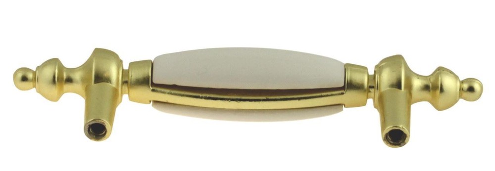 3" Blue & White Floral Ceramic Center Pull Polished Brass